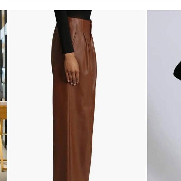 NOT FOR SALE  Les Filles wide leg pleated vegan leather pants NWT size M - Picture 2 of 16